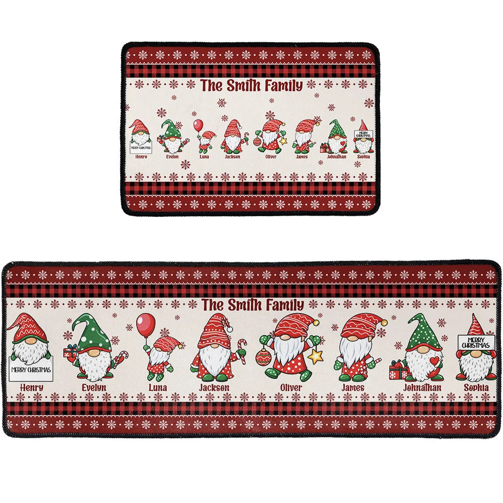 Christmas Gnomes Custom Family Name - Personalized Runner Rug