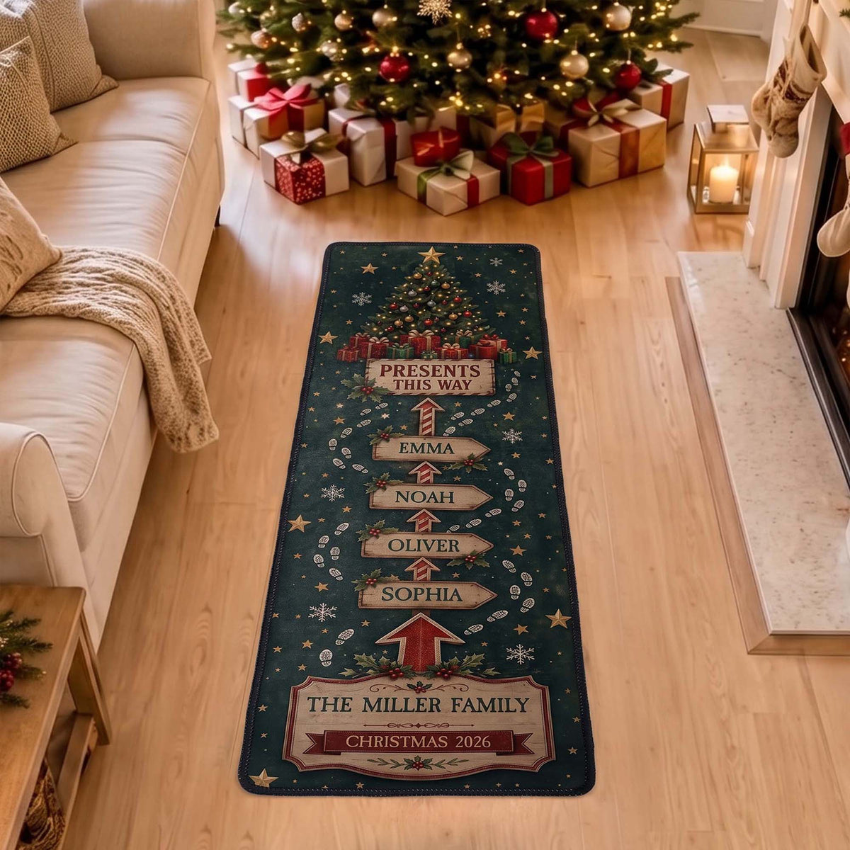 Custom Family Name Runner Rug - Gift For Family - Personalized Runner Rug