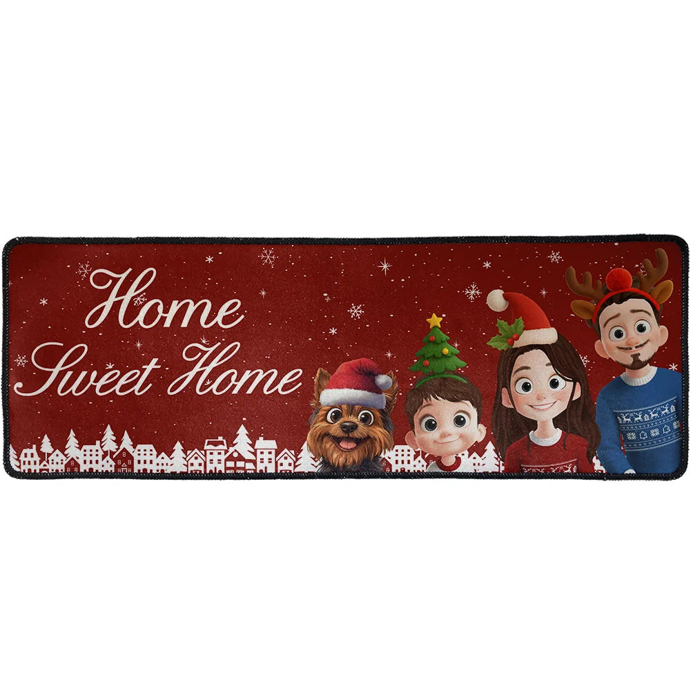 Merry Christmas Home Sweet Home - Personalized Runner Rug