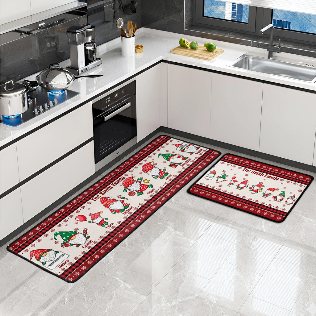 Christmas Gnomes Custom Family Name - Personalized Runner Rug
