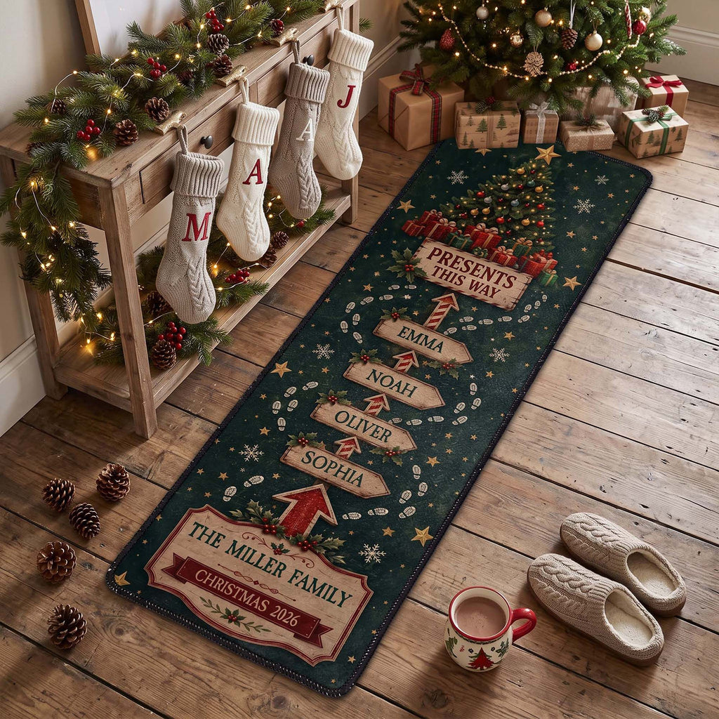 Custom Family Name Runner Rug - Gift For Family - Personalized Runner Rug