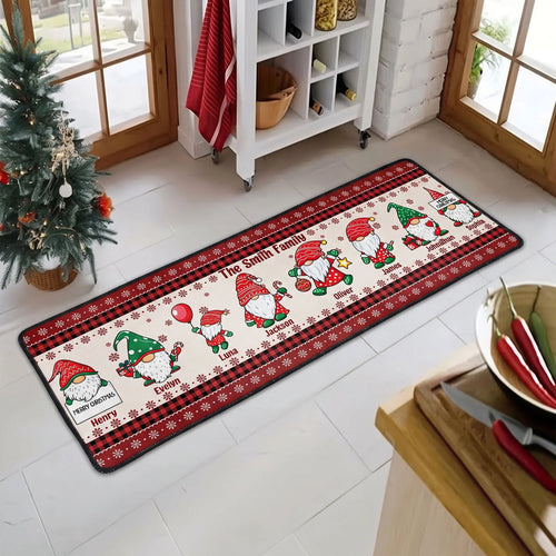 Christmas Gnomes Custom Family Name - Personalized Runner Rug